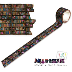 AALL and Create - Rouleau de Masking Tape 25mm x 10m - Histoires d'étagères (Layer-It-Up)-1