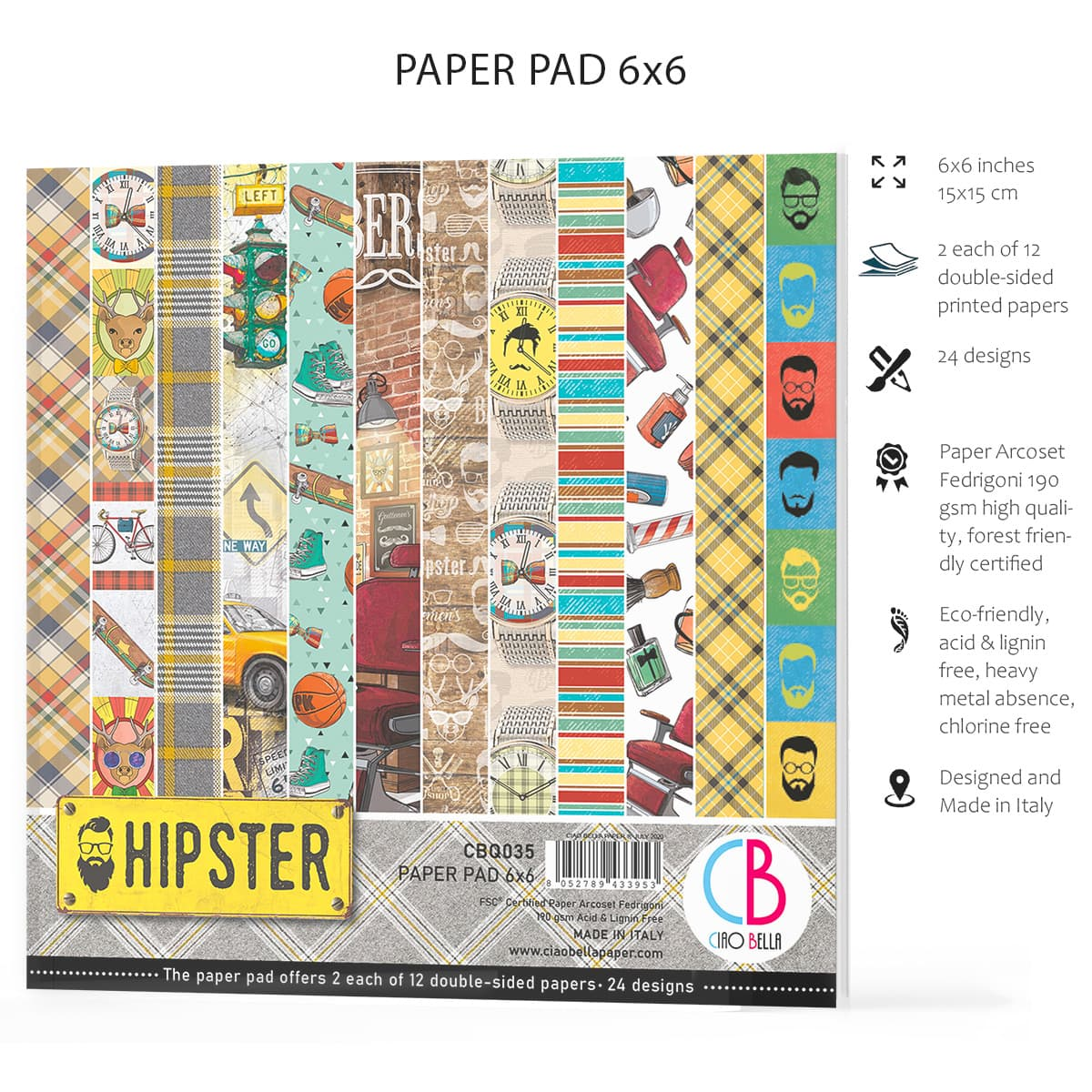 Ciao Bella Hipster Paper Pad 6"x6" 24/Pkg-6