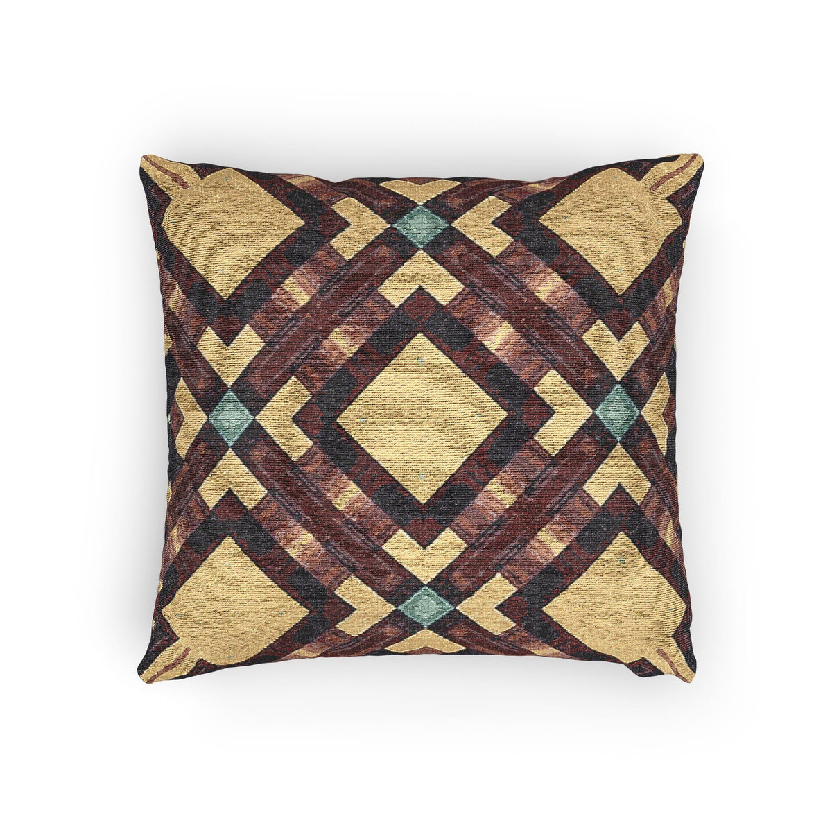Woven Pillow — Geometric Boho Throw Pillow with Warm Earth Tones-13
