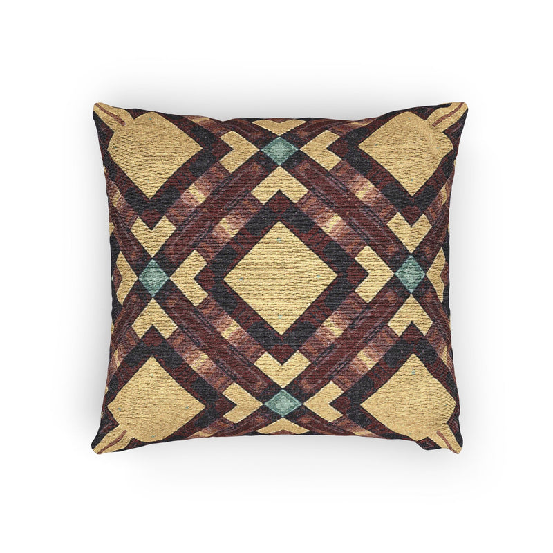 Woven Pillow — Geometric Boho Throw Pillow with Warm Earth Tones-13