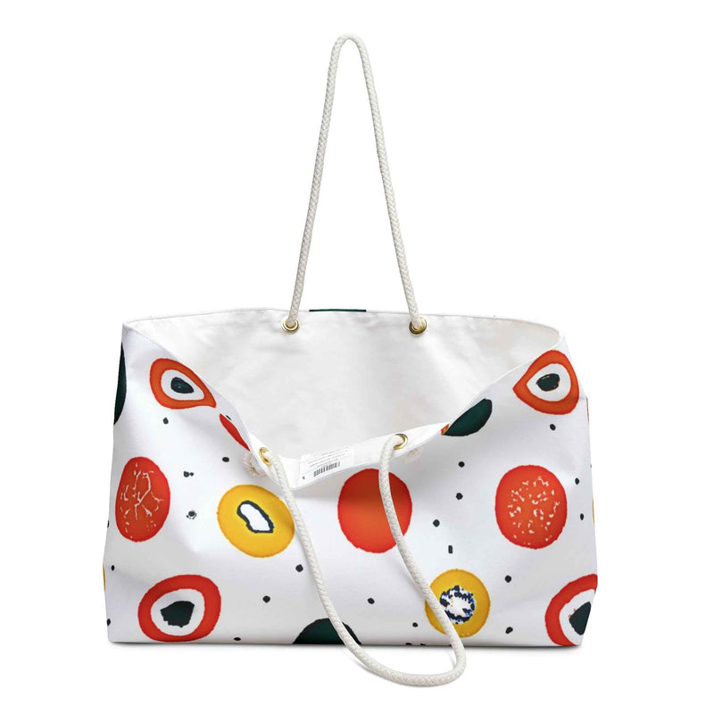 Abstract Sushi Roll Pattern Weekender Bag | Japanese Food Dots, Large Tote Bag-5