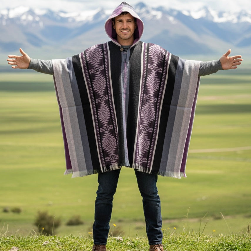 Lavender Soft Handmade Wool Ponchos-1