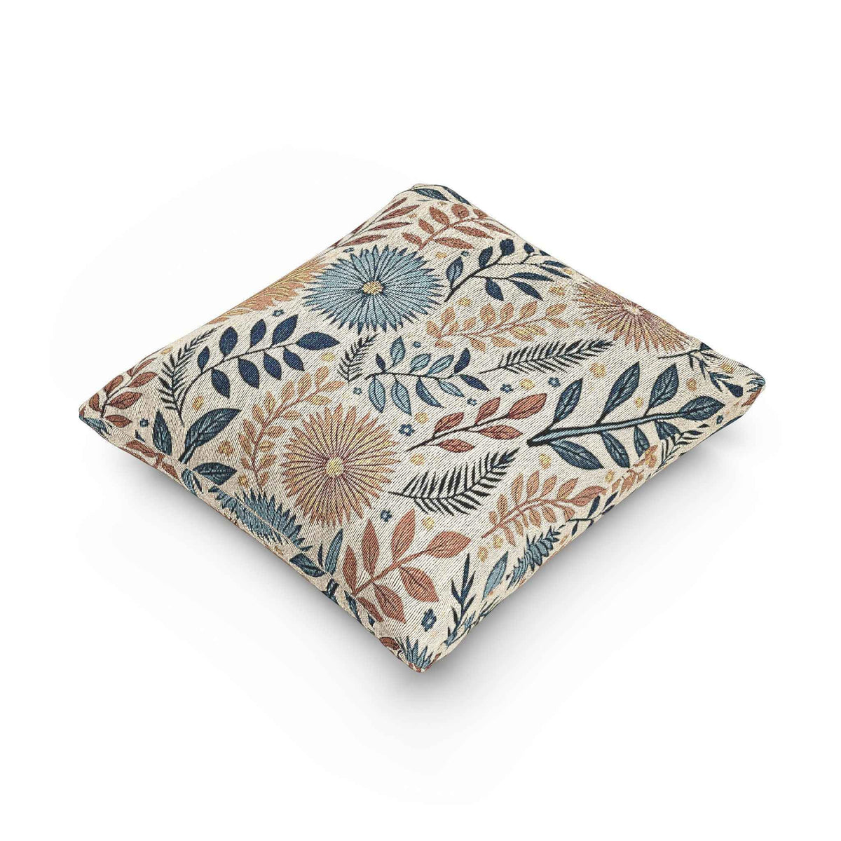 Boho Floral Woven Pillow | Textured Daisy Leaves Decorative Pillow-8