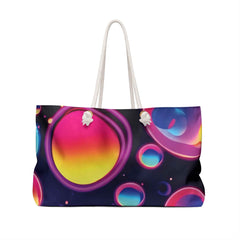 Neon Bubble Abstract Weekender Bag | Colorful Gradient Spheres | Moms Carryon-4