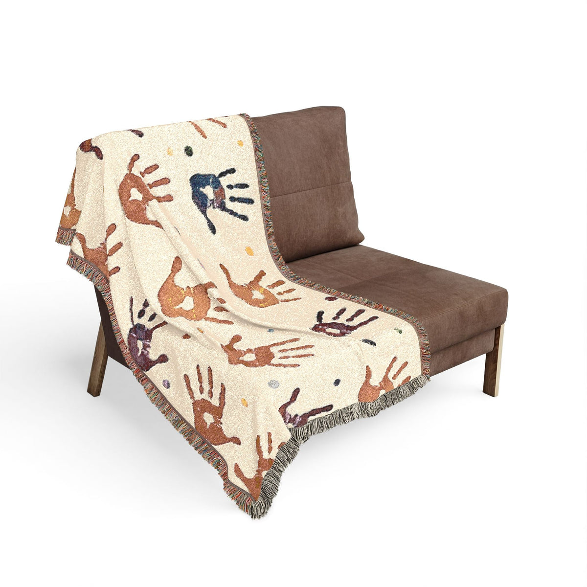 Handprint Woven Blanket — Cozy Decorative Throw with Playful Handprint Pattern-8