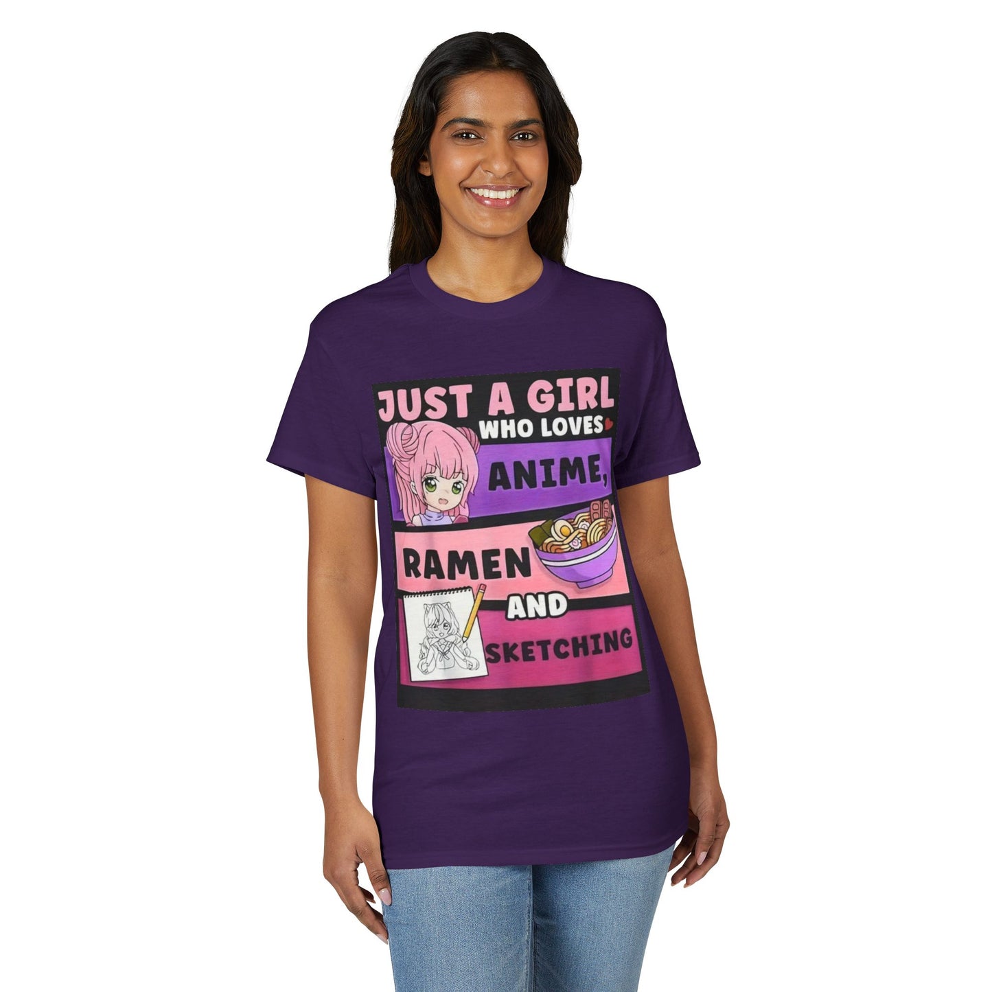 "Just a Girl Who Loves Anime Ramen and Sketching" T-Shirt