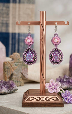 Drop Beaded Earrings pink collection-4