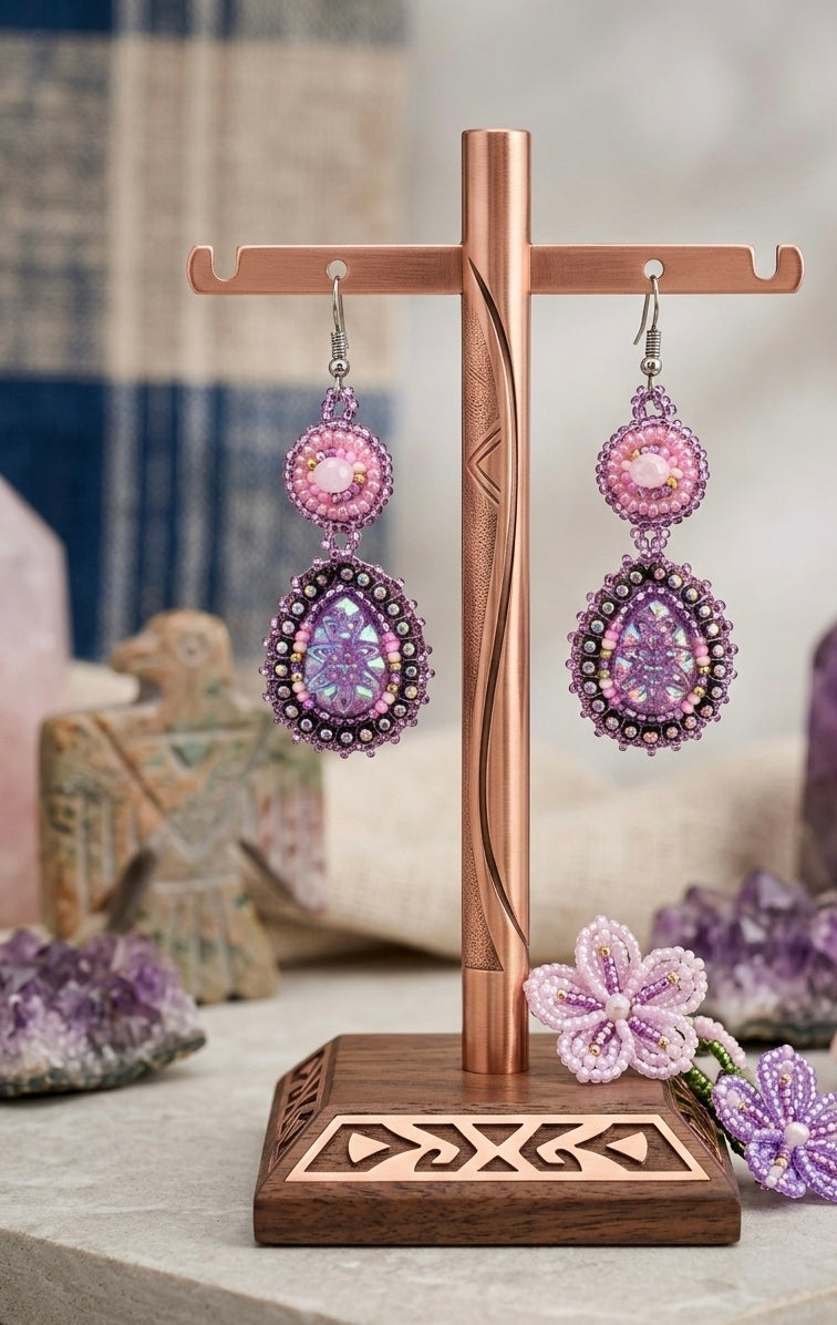 Drop Beaded Earrings pink collection-4