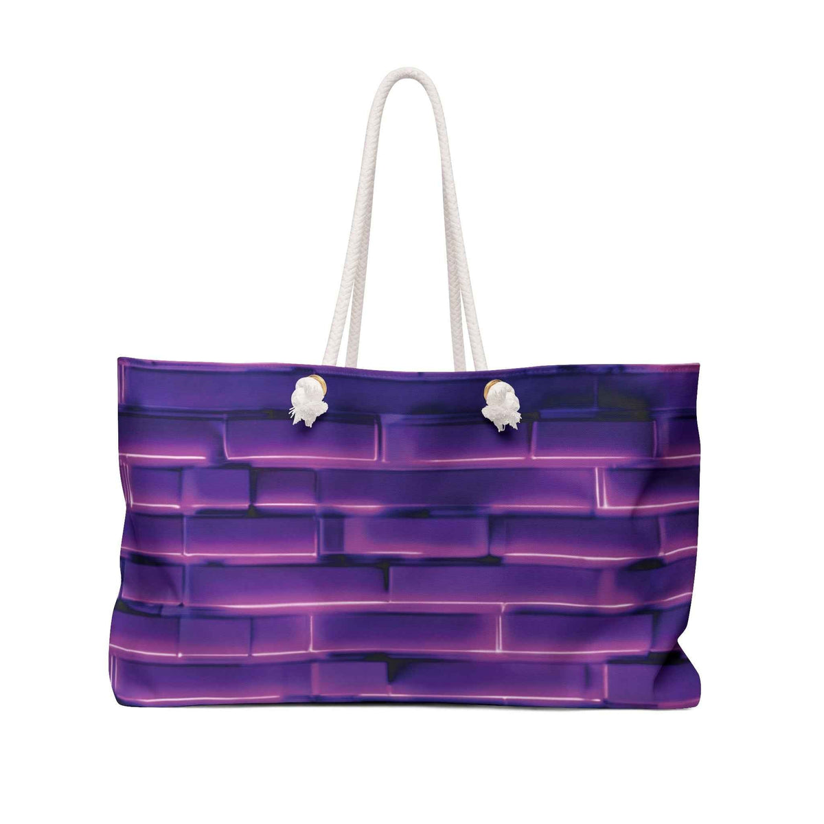 Purple Brick Pattern Weekender Bag | Gradient Brick, Large Tote Bag-1