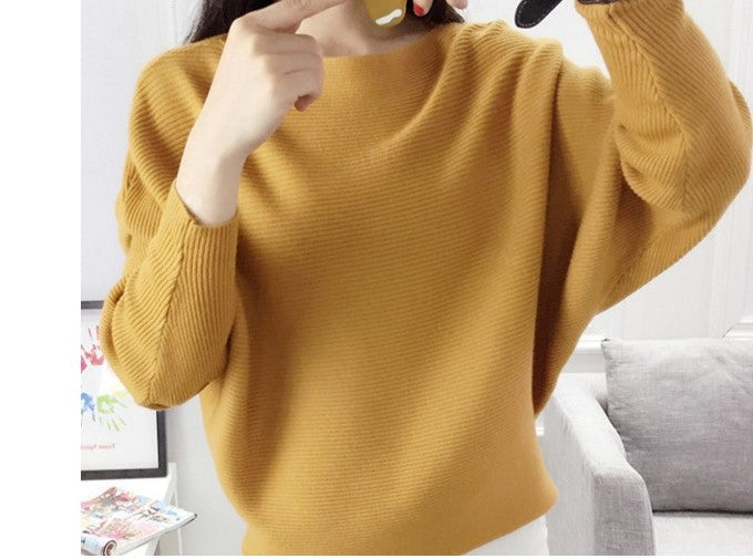 Women’s Halter Neck Batwing Knit Pullover Top – Stretchy Relaxed-Fit Casual Sweater-8
