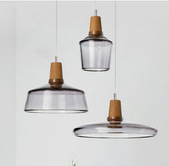 Modern Glass Pendant Light With Wood Accent-8