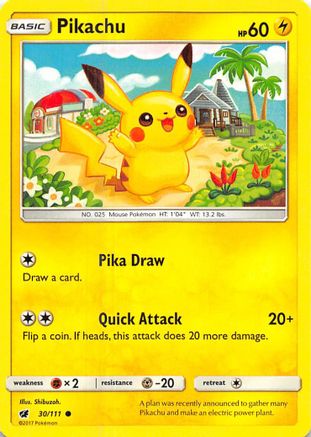 Pikachu 30/111 - SM  Crimson Invasion Reverse Holofoil-1
