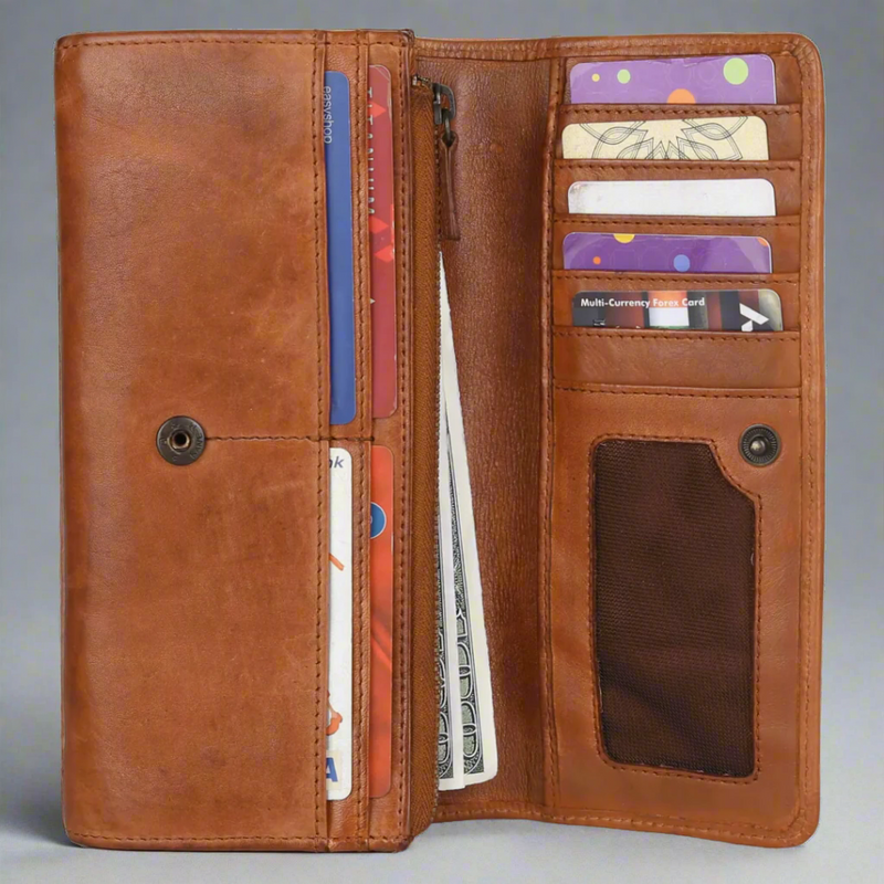 MET Women's Leather Clutch Wallet-5
