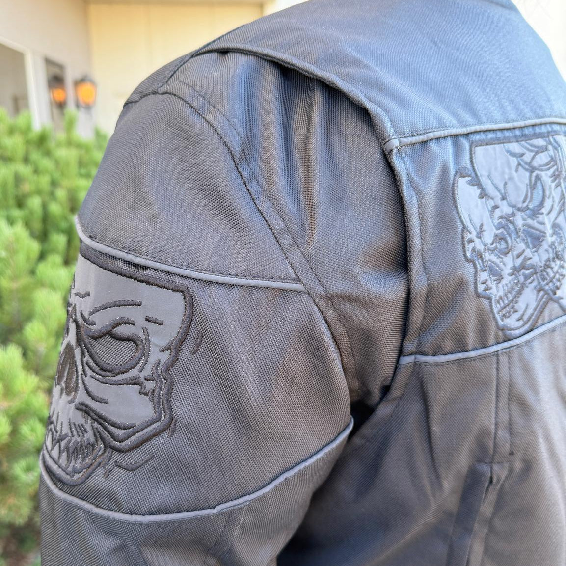Open Road Men's Reflective Skull Cordura Motorcycle Jacket-4