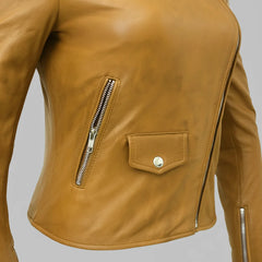 Women’s Lightweight Leather Fashion Jacket | Soft Naked Cowhide Casual Moto Style-9