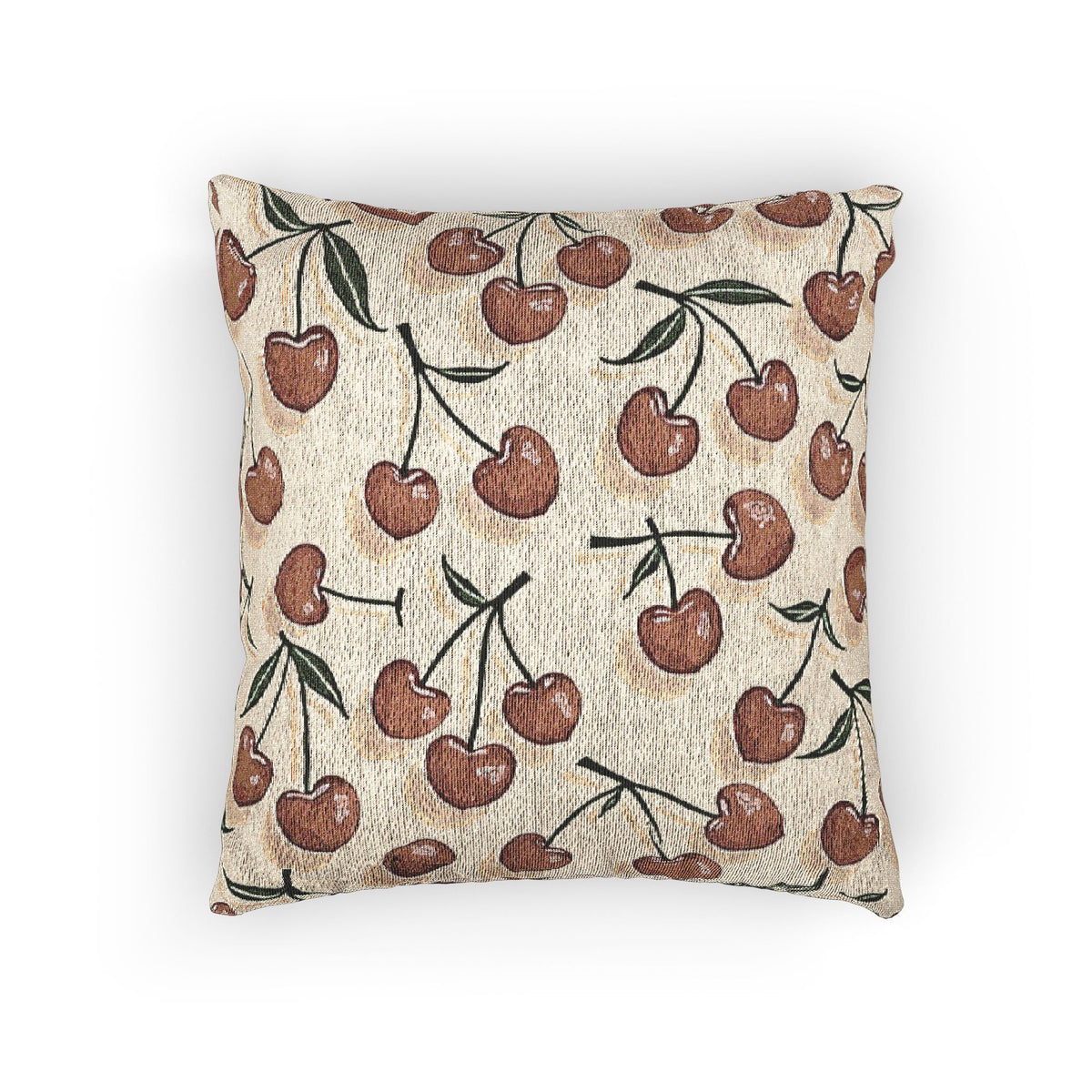 Cherry Pattern Woven Pillow — Rustic Farmhouse Decorative Throw Cushion-7