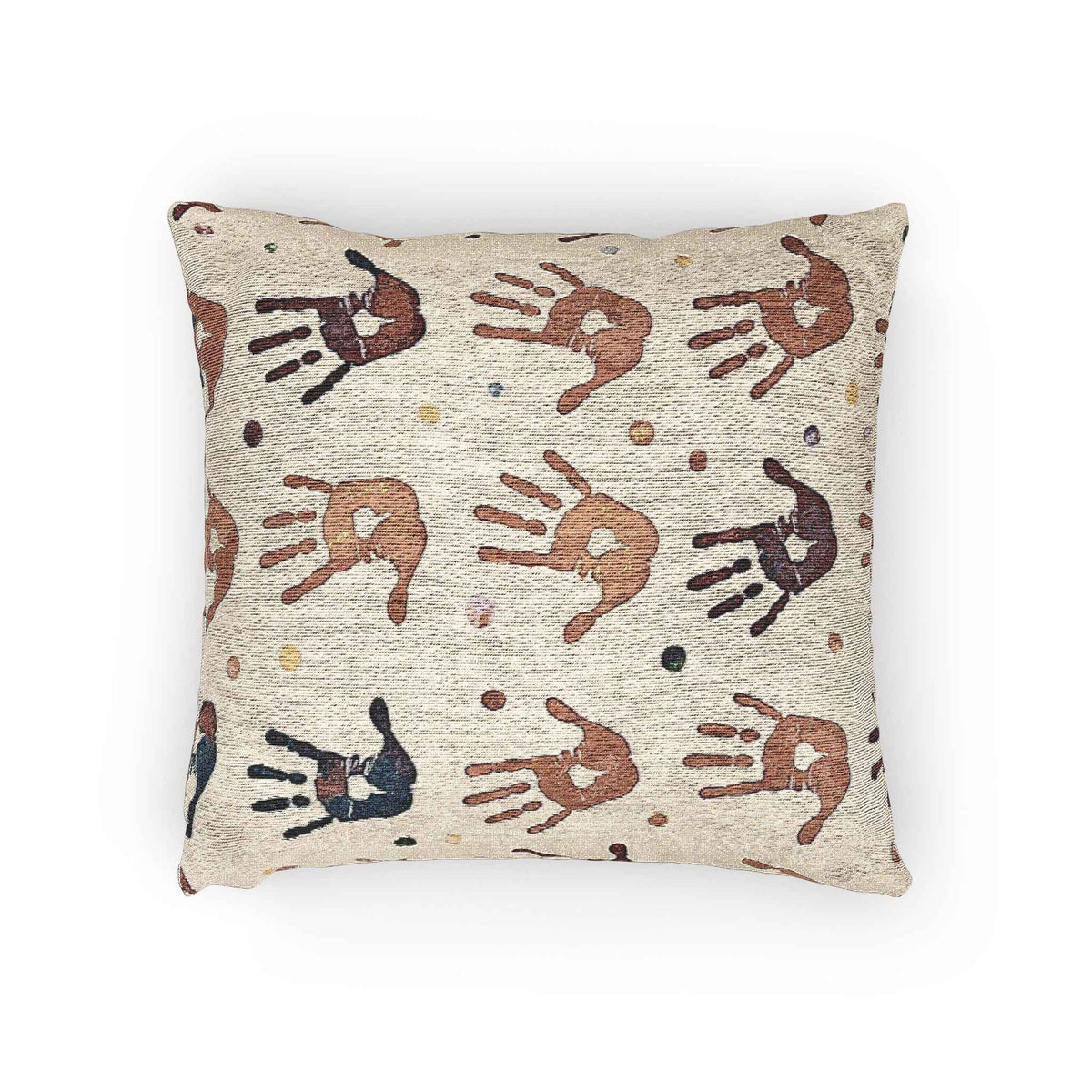 Handprint Pattern Woven Pillow | Boho Tribal Decorative Cushion-6