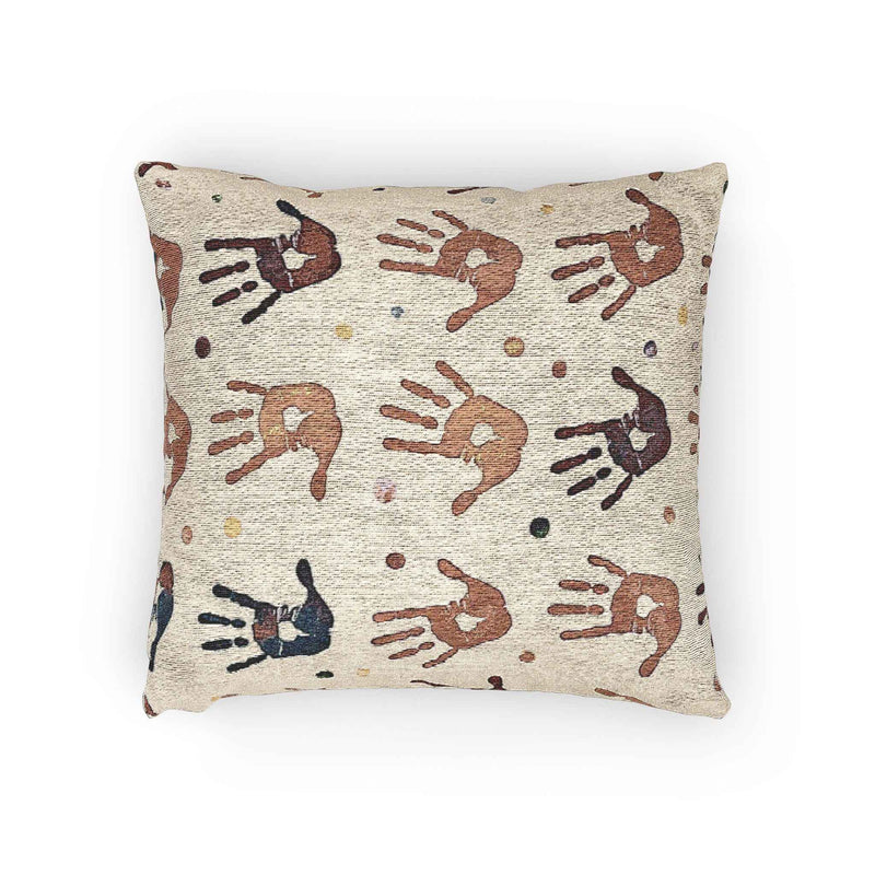 Handprint Pattern Woven Pillow | Boho Tribal Decorative Cushion-6