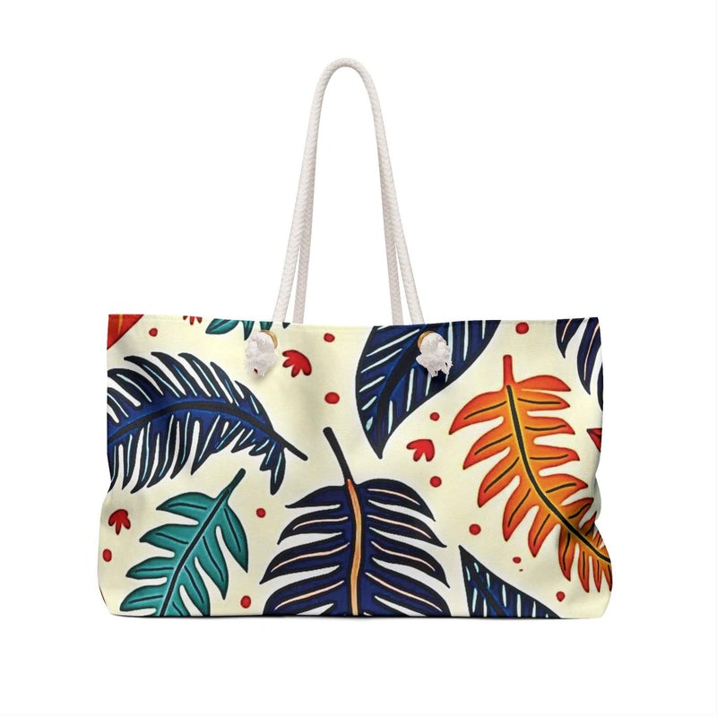 Colorful Tropical Leaves Weekender Bag | Leaf Pattern Travel Tote-2