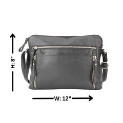 Leather Crossbody Slim Bag with Zippered Pockets & Adjustable Strap-4