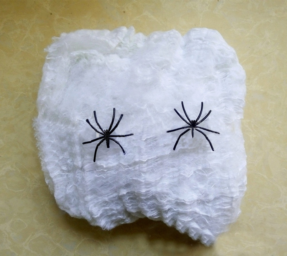 Halloween Stretchable Spider Web Decoration – Cotton Web with Mini Spiders for Indoor & Outdoor Use-8