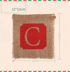 Merry Christmas Burlap Banner Garland, 14pc Sackcloth Flags Decoration-6