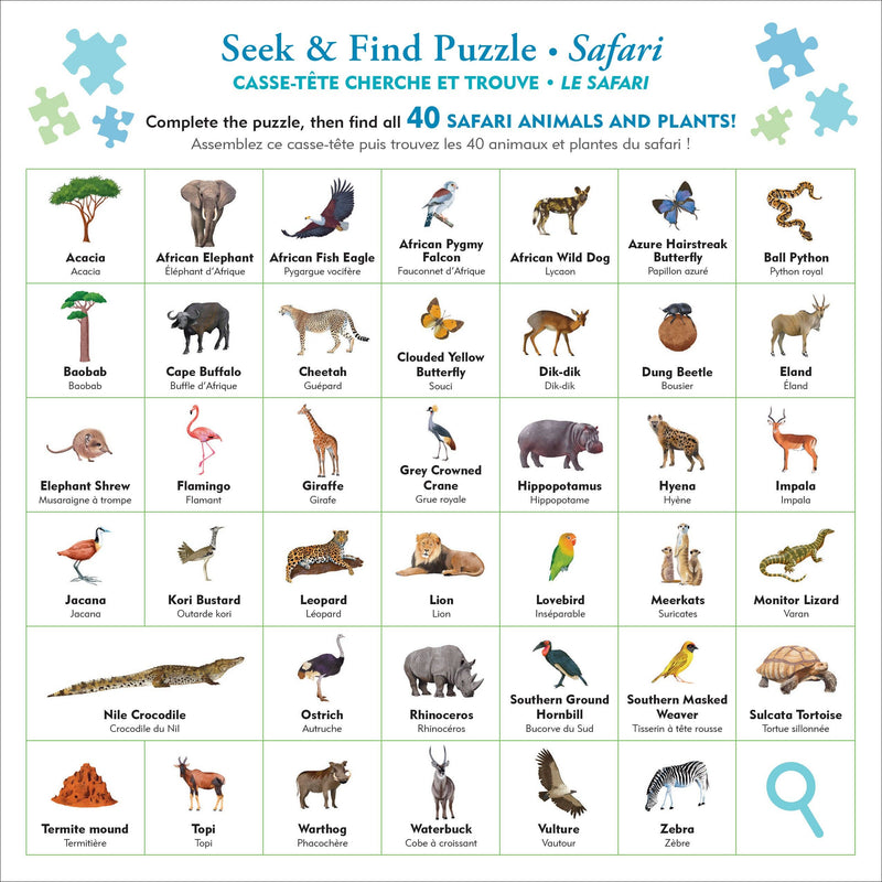 Peter Pauper Press - Safari Seek & Find 100-Piece Jigsaw Puzzle - Ages 5+-3