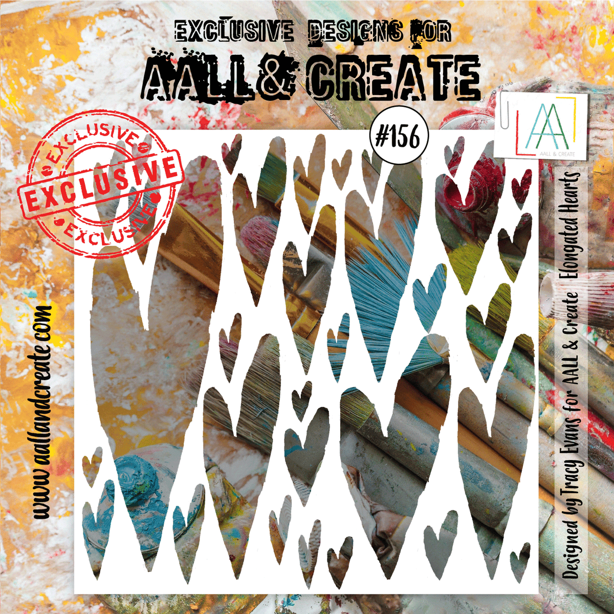 AALL and Create Stencil - 156 - Elongated Hearts-1