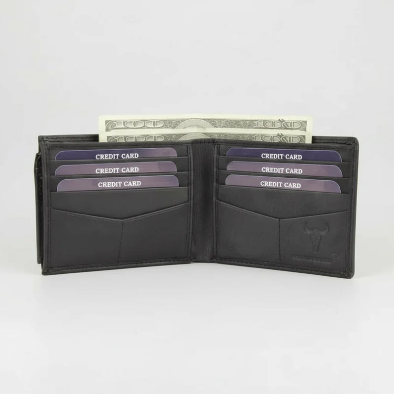 Men's RFID Bifold Wallet with Removable Card Sleeve-3