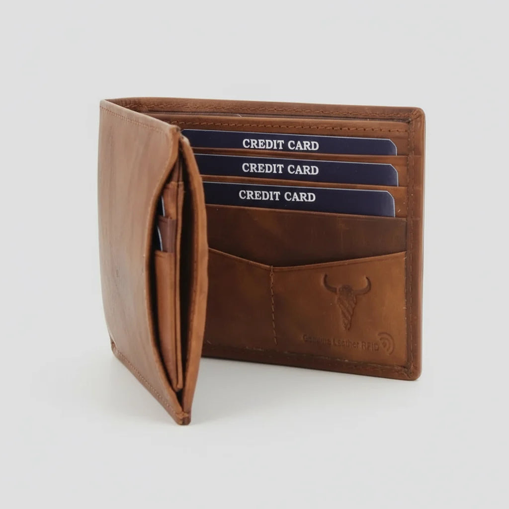 Men's RFID Bifold Wallet with Removable Card Sleeve-9