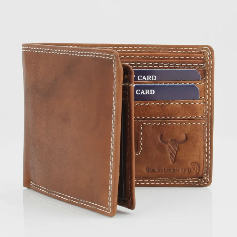 Men's Oil Pull Up Top Flap Bifold Wallet-2