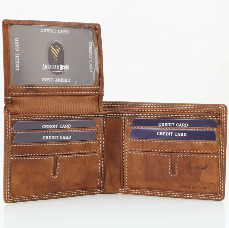 Men's Oil Pull Up Top Flap Bifold Wallet-3