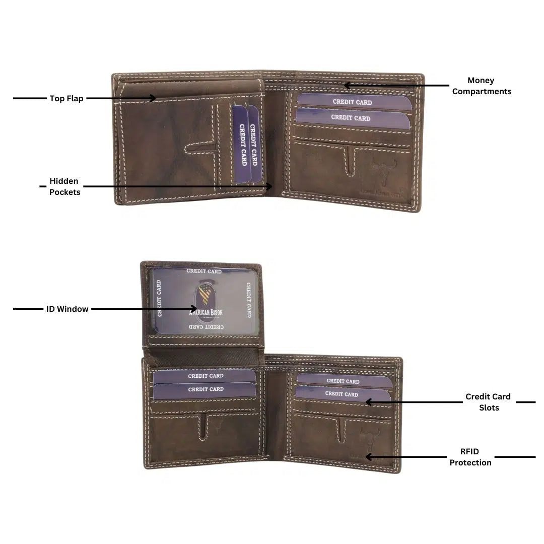 Men's Oil Pull Up Top Flap Bifold Wallet-10