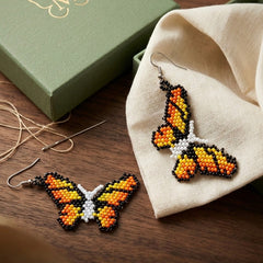 White black Butterfly Beaded Earrings-1