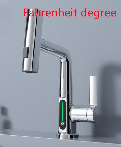 Intelligent Digital Display Faucet Pull-out Basin Faucet Temperature Digital Display Rotation-3