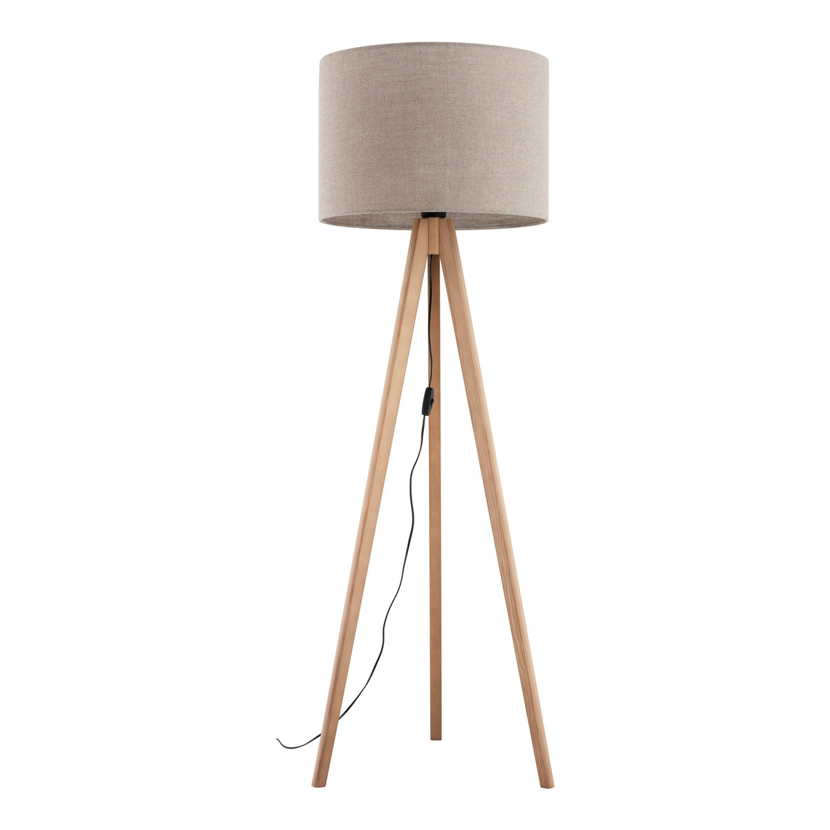 GRAND Pine & Linen Mid-Century Modern Floor Lamp for Living Room, Bedroom & Reading Nook-1