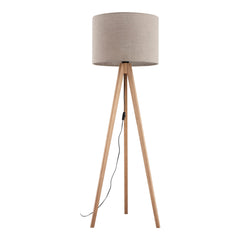 GRAND Pine & Linen Mid-Century Modern Floor Lamp for Living Room, Bedroom & Reading Nook-1