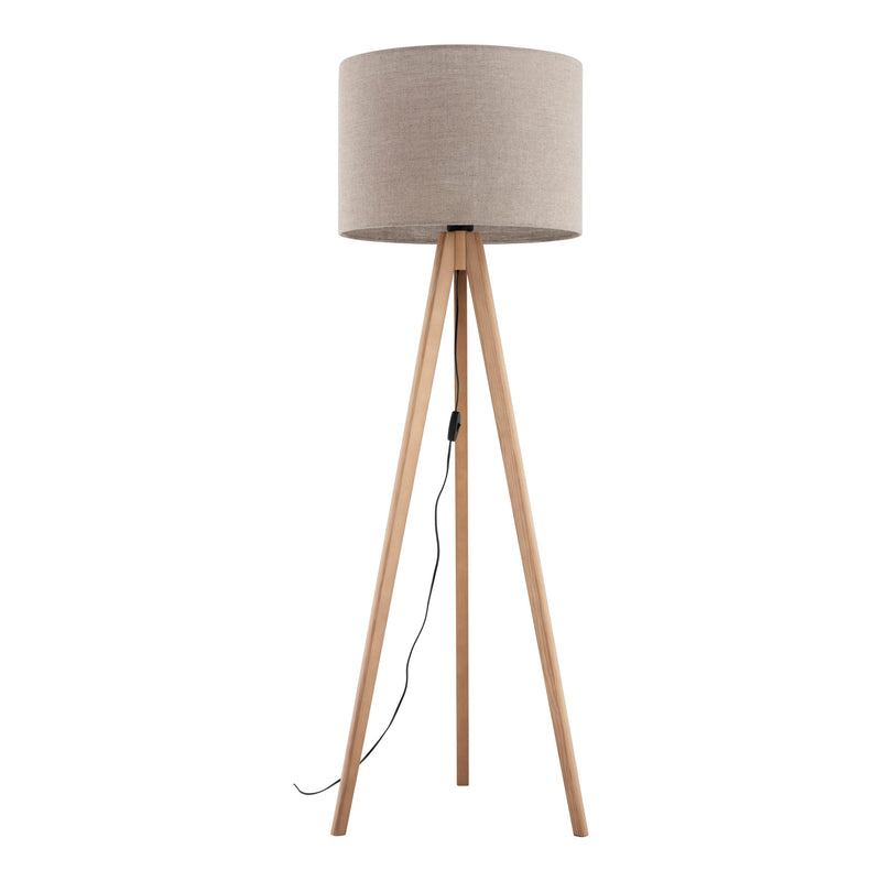 GRAND Pine & Linen Mid-Century Modern Floor Lamp for Living Room, Bedroom & Reading Nook-1