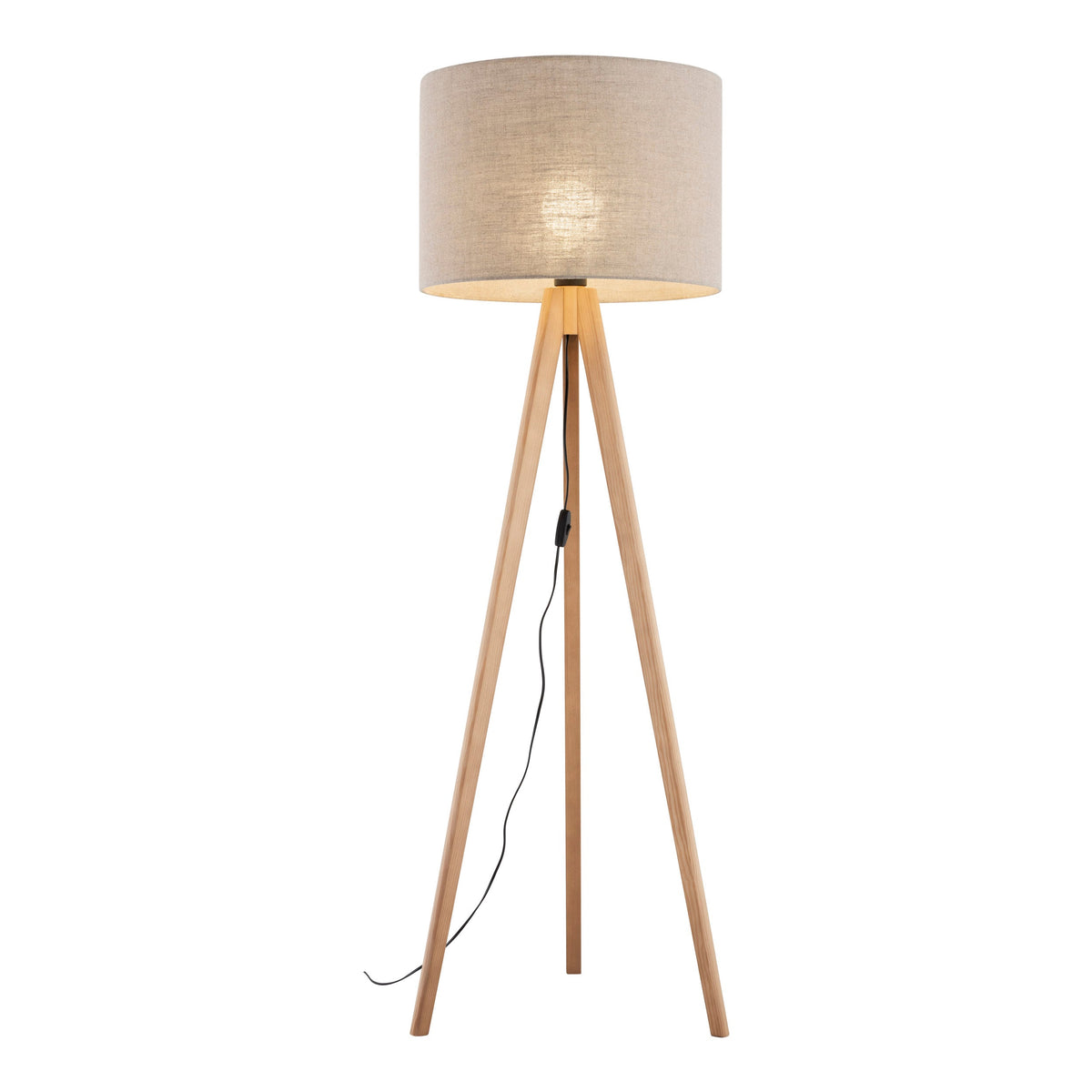GRAND Pine & Linen Mid-Century Modern Floor Lamp for Living Room, Bedroom & Reading Nook-4