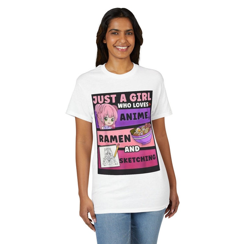 "Just a Girl Who Loves Anime Ramen and Sketching" T-Shirt-17