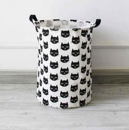 Black & White Cat Laundry Basket-2