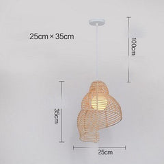 Snail Rattan Pendant Light, Creative Art Southeast Asia Vintage Pendant Lamp Reading Room Wicker Light-4