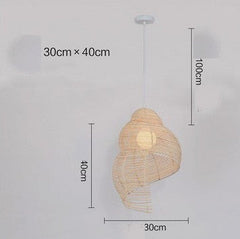 Snail Rattan Pendant Light, Creative Art Southeast Asia Vintage Pendant Lamp Reading Room Wicker Light-5