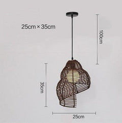 Snail Rattan Pendant Light, Creative Art Southeast Asia Vintage Pendant Lamp Reading Room Wicker Light-2