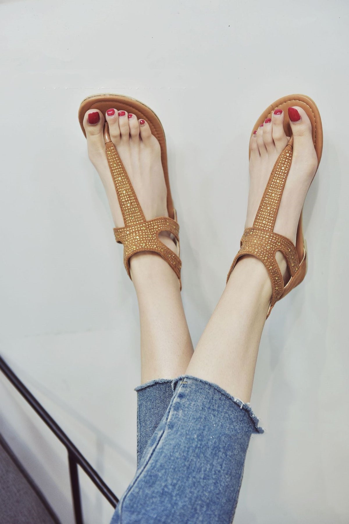 Beach sandals with rhinestones-4