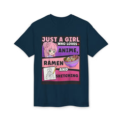 "Just a Girl Who Loves Anime Ramen and Sketching" T-Shirt-11