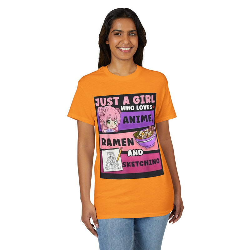 "Just a Girl Who Loves Anime Ramen and Sketching" T-Shirt-32