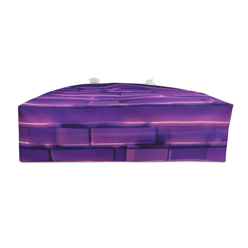 Purple Brick Pattern Weekender Bag | Gradient Brick, Large Tote Bag-5