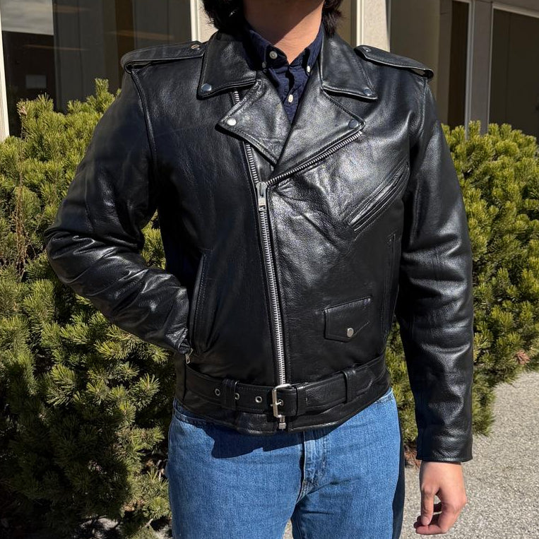 Open Road Men’s Buffalo Leather Biker Jacket with Removable Lining-1