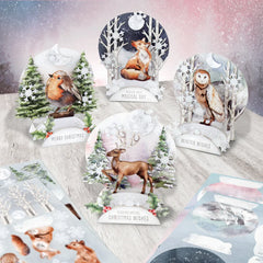 Watercolour Christmas Animals, Die-Cut Pop Up Cards-3